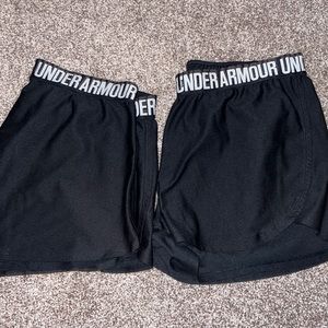 Two pair black under armour shorts